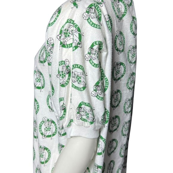 Vintage Boston Celtics All-Over Print Polo Dress Nightshirt USA Cotton L 90s - Picture 16 of 16